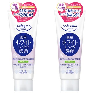 KOSE 高絲 softymo 絲芙蒂 嫩白洗顏霜 潤澤型 植物萃取 添加豆乳發酵液 細緻泡沫, 150g, 2條