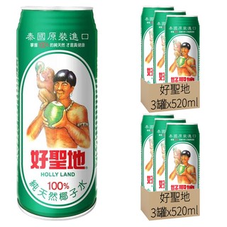 好聖地 100%純天然椰子水, 520ml, 6罐