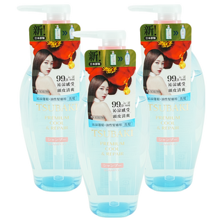 TSUBAKI 思波綺 瞬亮涼感洗髮乳 升級版 450ml - 清涼舒爽、深層修護、柔順亮澤, 3瓶