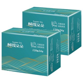 Super Do 極度朵朵 4層超厚柔抽取式花紋家用紙 120抽, 24包, 2袋