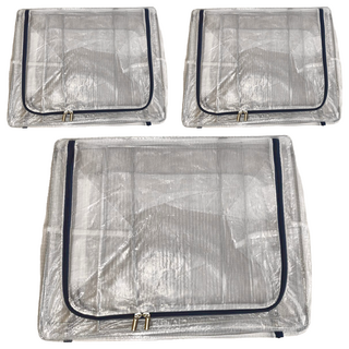 超大透明可視雙開收納箱 80L, 1層, 深藍色