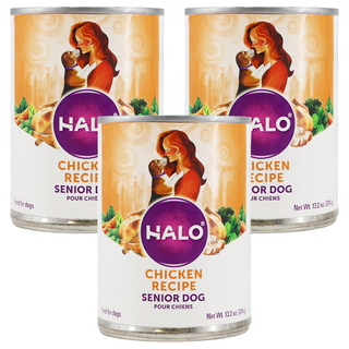 Halo 嘿囉 熟齡犬雞肉罐頭飼料 13.2oz 人類食用等級鮮肉 非基改蔬果, 鮮燉雞肉, 374g, 3罐