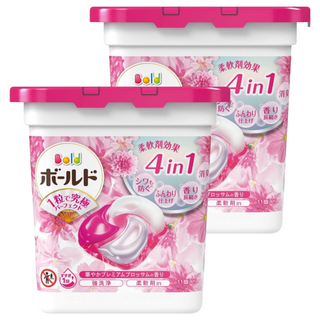 Bold 日本原裝進口 雙色4D洗衣球 淺粉牡丹花香 粉紅色, 2盒, 11顆