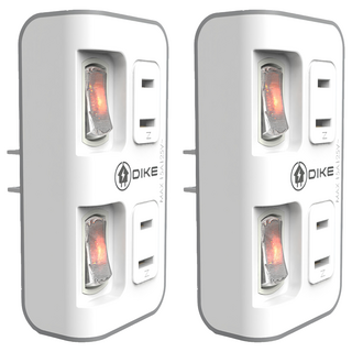 DIKE DAH742 2切2座2P便利型節電小壁插 BSMI新安規通過 ISO9001認證 台灣製造, 白色, 2個