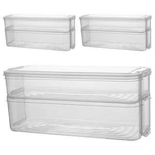 可疊加透明食物收納保鮮盒 2層 廚房收納, 13 x 12.5 x 31cm, 3個