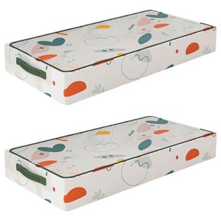iSFun 床下收納 防潮防塵棉被衣服外套收納箱, 幾何植物, 2個