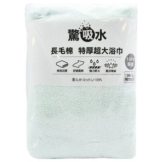 non-no 儂儂 驚吸水雙色浴巾, 100%純棉 台灣製造 雙股紗 長毛棉驚人吸水力 厚磅手感 觸感蓬鬆 飯店等級 耐磨耐用, 湖水藍, 1條