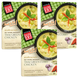 KITCHEN 88 泰式綠咖哩雞即食調理包 無添加味精和防腐劑, 200g, 3盒