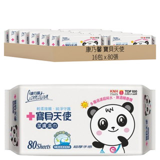 康乃馨 寶貝天使潔膚濕巾補充包 貓熊版 純水 無酒精, 1入, 16包