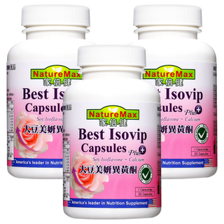 NatureMax 家倍健 大豆異黃酮膠囊 Soy Isoflavone + Calcium, 0.71g, 30顆, 3罐