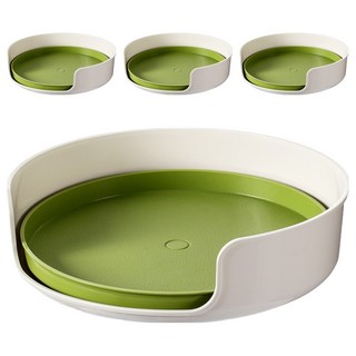 FaSoLa 日本多用途 360度旋轉盤 直徑27.8cm, 綠色 + 白色, 4個
