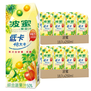 波蜜 低卡果菜汁, 250ml, 36入