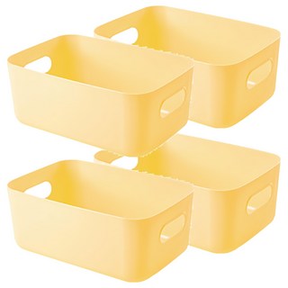 小麥購物 莫蘭迪色可提式收納盒 L1032 大, 黃色, 4個