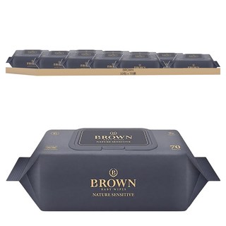 BROWN 壓紋嬰兒濕紙巾 敏感肌適用, 70張, 10包