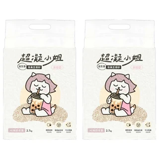 超凝小姐 米粒型益生菌除臭豆腐砂 珍珠奶茶香 2.7kg, 珍珠奶茶, 2包