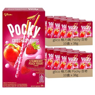 glico 格力高 Pocky 百奇 草莓果粒蜜桃優格棒, 38g, 20盒