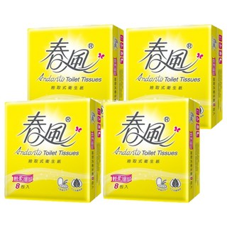 春風 輕柔細緻抽取式衛生紙 雙層, 8包, 4袋