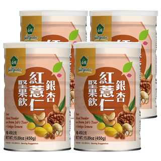 薌園 銀杏紅薏仁堅果飲, 450g/罐, 多種穀物, 膳食纖維, 4罐