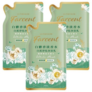 farcent 花仙子 香水白泥沐浴乳補充包 白麝香, 650g, 3包