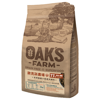 OAK'S FARM 小型成犬 天然無穀乾飼料, 鮭魚 + 磷蝦, 2kg, 1袋