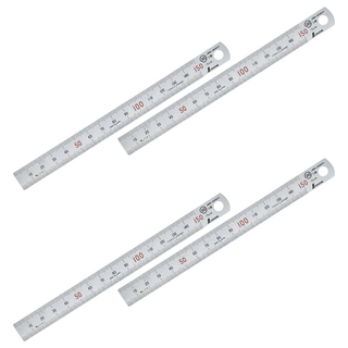 SHINWA 鶴龜 鋼直尺 鐵尺 不鏽鋼直尺 直尺 全公分 日本製 15cm, 銀色, 4支