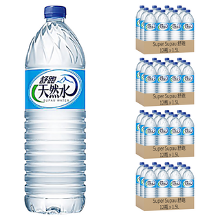 Super Supau 舒跑 天然水 1.5L大容量 Set 12瓶, 1.5L, 48瓶