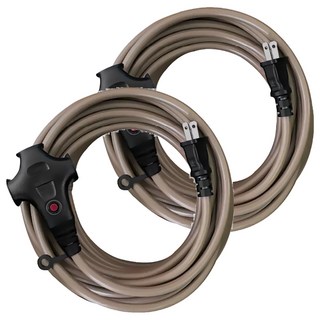 ADAMOUTDOOR 戶外延長動力線 3插座 2PIN AC125V 15A 1650W MAX, 5m, 沙漠, 2條