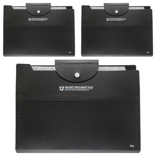 Ibis 12格風琴文件夾 黑色, 3個