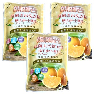 熊麻吉抗菌去污洗衣精補充包 橘子油+小蘇打 深層潔淨、抗菌呵護 給您清新洗衣體驗, 1.8kg, 3包