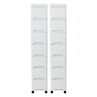 樂嫚妮 18面寬七層塑膠收納櫃 36 x 18 x 109cm 白色 窄型抽屜收納櫃, 2個