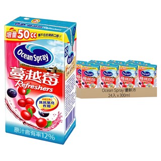 Ocean Spray 優鮮沛 蔓越莓綜合果汁，增量50cc，24入, 300ml