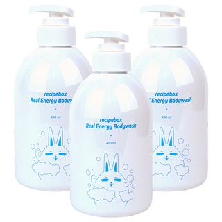recipebox 韓兔 真能量沐浴乳 450ml (溫和潔淨、保濕舒爽、呵護肌膚), 3瓶