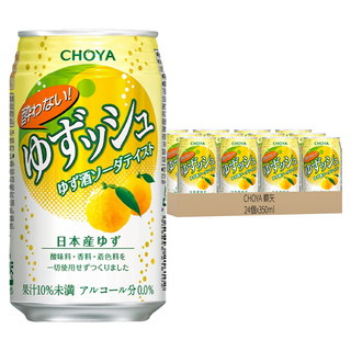 CHOYA 蝶矢 無酒精碳酸飲料 柚子風味, 24個, 350ml