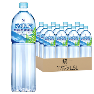 統一 水事紀 麥飯石礦泉水, 1.5L, 12瓶