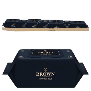 BROWN Vip Gold Blue壓紋防過敏濕紙巾, 70張, 10包