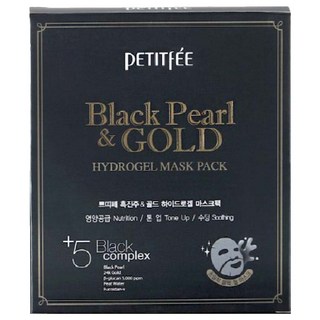 PETITFEE 黑珍珠黃金水凝膠面膜 含黑珍珠萃取物、泥炭水, 5片, 1盒