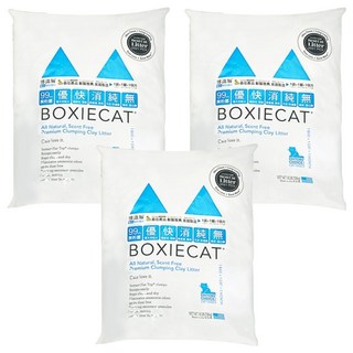 BOXIECAT 博識貓 黏土凝結貓砂 藍色 16lb, 無味, 7.26kg, 3包