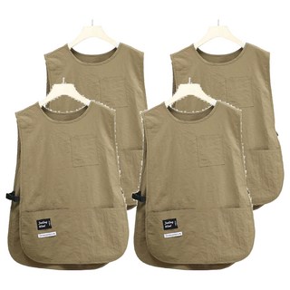 DAPER NAM 防水口袋半身背心圍裙, 淺褐色, 4個