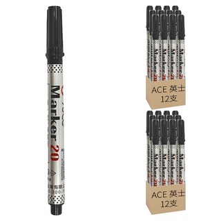 ACE 英士 油性速乾筆 NO.20 12支裝, 日本進口墨水, 多種材質適用, 1色, 24支