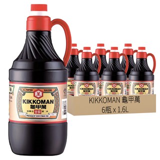 KIKKOMAN 龜甲萬 甘醇醬油 天然發酵 適用於各種料理烹調法, 1.6L, 6瓶