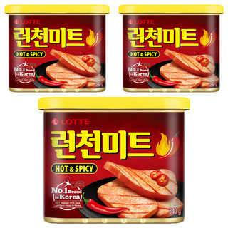 LOTTE 樂天 午餐肉 辣味, 韓國第一品牌, 340g, 3罐