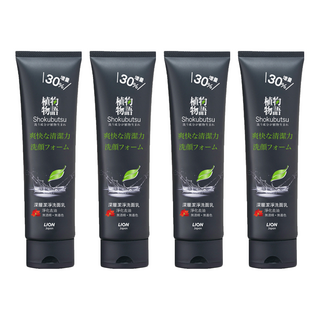 LION 獅王 植物物語 洗面乳，深層潔淨/ 清爽明亮/ 浸潤保濕/ 淨膚調理, 130g, 4條