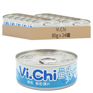 Vi.Chi 魚多多點心罐 搭配飼料口感更豐富, 鮪魚 + 鮪魚薄片, 80g, 24罐