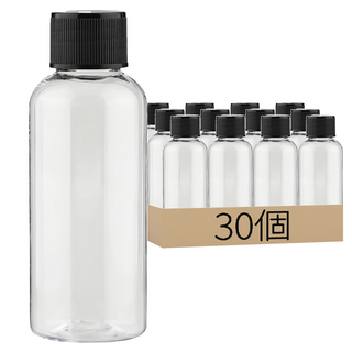 透明塑膠分裝瓶 50ml 黑色單蓋, 30個, 透明+黑色