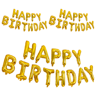 生活King 可懸掛生日快樂字母氣球 Set 方便裝飾, 金色, 3組