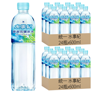 統一 水事紀 麥飯石礦泉水, 600ml, 48瓶