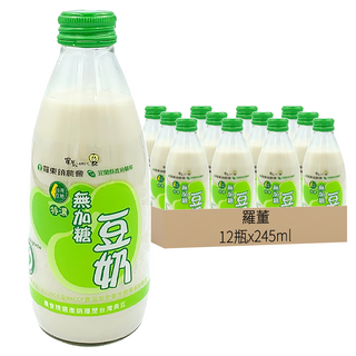 羅董 特濃無糖豆奶, 245ml, 12瓶