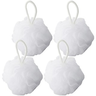 MUJI 無印良品 泡立網浴球 大, 白色, 1入, 4顆