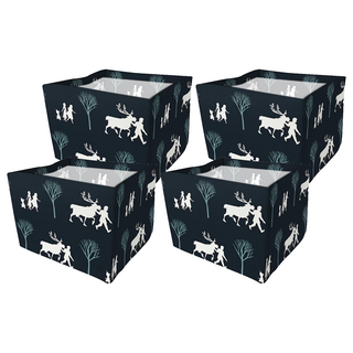 收納王妃 迪士尼收納系列 冰雪收納桶 方, 墨綠樹林, 4個