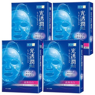 Hadalabo 肌研 光透潤玻尿酸纖維美白面膜 每片28ml精華液 深層滋養 溫和配方 適合各種膚質, 6片, 4盒